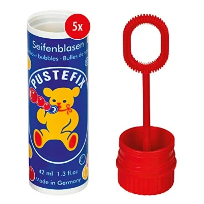 Afbeelding van PUSTEFIX Zeepbellenset I 5 x kleine verpakking klassiek Kleurrijke Rainbow Bubbles Made in Germany Zeepbellen voor bruiloft, kinderverjaardag, burgerbureau, polteravond, 42 ml voordeelverpakking