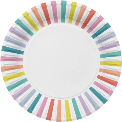 Afbeelding van Folat Borden Strepen Pastel 23 cm 8 stuks