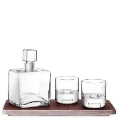 Afbeelding van L.S.A. Cask Whisky Connoisseur Set met Dienblad van 3 Stuks Transparent / Glass