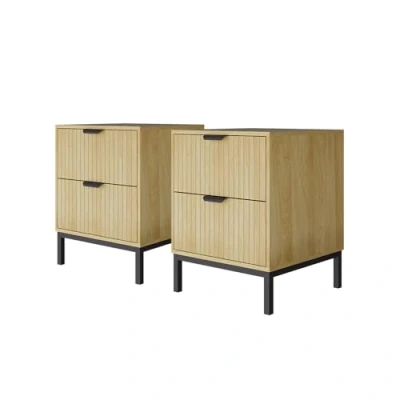 Afbeelding van Vicco Nachtkastje Lennox, Eiken/Zwart, 40 x 52 cm Set van 2