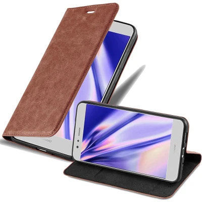 Afbeelding van Cadorabo Hoesje geschikt voor Huawei P10 LITE in CAPPUCCINO BRUIN Beschermhoes met magnetische sluiting, standfunctie en kaartvakje Book Case Cover Etui