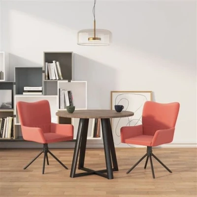 Afbeelding van Eetkamerstoelen draaibaar 2 st fluweel roze