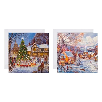 Afbeelding van Hallmark Liefdadigheid kerstkaarten in doos 16 2 feestelijke scène motieven 25572288
