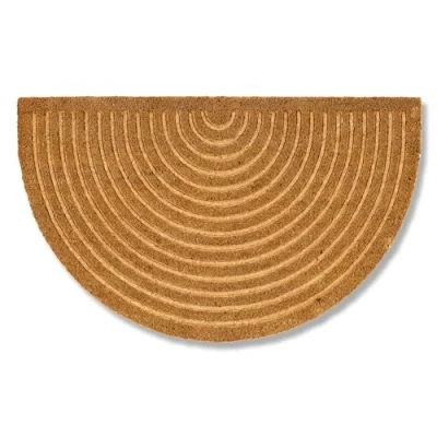Afbeelding van ASTRA Moderne deurmat voor voordeur, kokosmat, 45 x 75 cm, halfrond, natuurlijk, antislip en robuust, vloermat binnen, buiten, bedekt