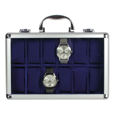 Afbeelding van Safe Safe, Presentatie Display, Alu Horloges (12x) blauw met interieur afm: 280x200x80 mm. per st.