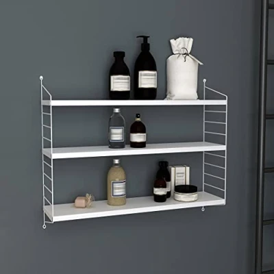 Afbeelding van Wandrek Strängnäs met 3 planken 50x60x15 cm wit