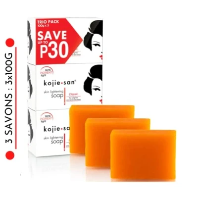 Afbeelding van Kojie San 3 zepen van 100 g die de huid lichter maken, authentiek en origineel Soap met kojinezuur (3 zepen: x g)