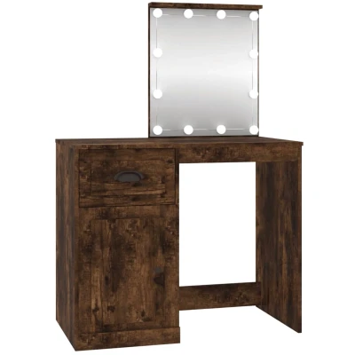 Afbeelding van Make up tafel met LED 90X50X132,5 Cm Bewerkt Hout Sonoma Eikenkleur Gerookt eiken /