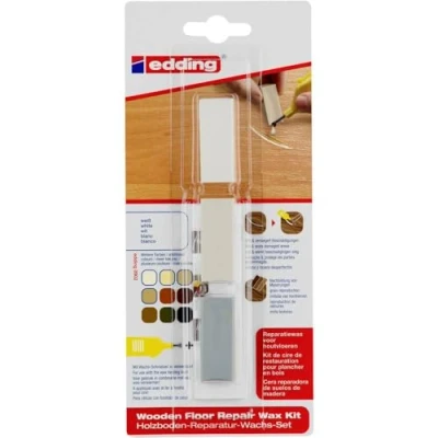 Image de edding 8902 kit de cire réparation pour sols en bois blanc 3 cires dures réparer les dommages et rayures sur
