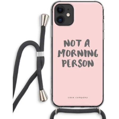 Afbeelding van Case Company® hoesje met Koord geschikt voor iPhone 11 Morning person Telefoonhoesje Zwart Extra Bescherming aan alle Kanten en Over de Schermrand