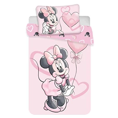 Afbeelding van Minnie babybeddengoed, 2 delig, 100% katoen, dekbedovertrek 100 x 135 cm + kussensloop 40 60
