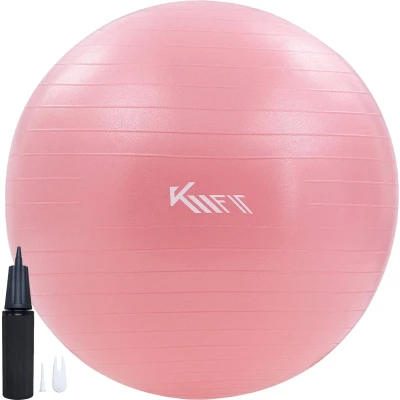 Afbeelding van KM Fit Yoga bal 65 cm Fitness inclusief pomp Pilates BPA vrij materiaal Zwangerschapsbal Roze