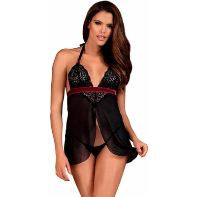 Afbeelding van Obsessive Rossita Babydoll Met Sexy String Zwart