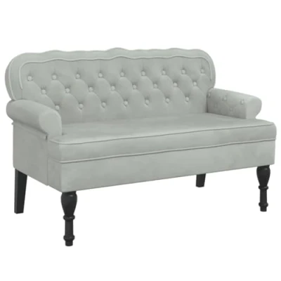 Afbeelding van vidaXL Bankje met rugleuning 119,5x64,5x75 cm fluweel lichtgrijs