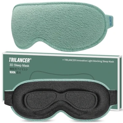 Afbeelding van Trilancer Innovatief nachtmasker 2024, hoofdband voor slaap, oogbescherming, slaapmasker, reizen, vliegtuig, meditatie, dutjes, accessoires mannen en vrouwen, blokkeert het licht (zeegroen)