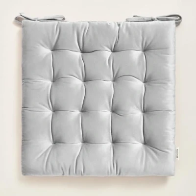 Afbeelding van ROOM99 Nova stoelkussen, 40 x cm, met strepen, voor buiten, binnen en woonkamer, fluweel, lichtgrijs