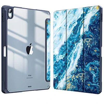 Afbeelding van Fintie hoes Compatibel met iPad Air 4. 2020 generatie &quot;geïntegreerde penhouder&quot; transparante schokbestendige harde voor 4 10,9 inch, zeeblauw