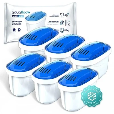 Afbeelding van Aquafloow Maximag 6 x magnesium waterfilterpatronen de filters reinigen het water en verrijken met geschikt voor alle Brita waterfilters, bijv. Maxtra &amp; Dafi karaffen