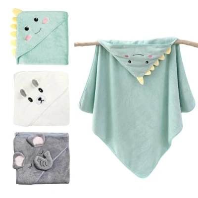 Afbeelding van PORFOYO Lot de 3 serviettes bain à capuche pour bébé 80 x cm Serviette enfant