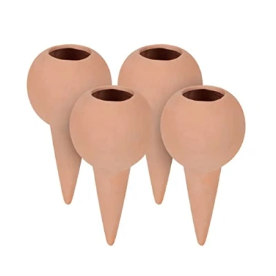 Afbeelding van Relaxdays waterdruppelaar kamerplanten set van 4 keramiek waterbollen terracotta