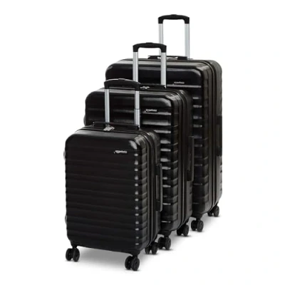 Afbeelding van Amazon Basics Koffers met wieltjes, zwart.