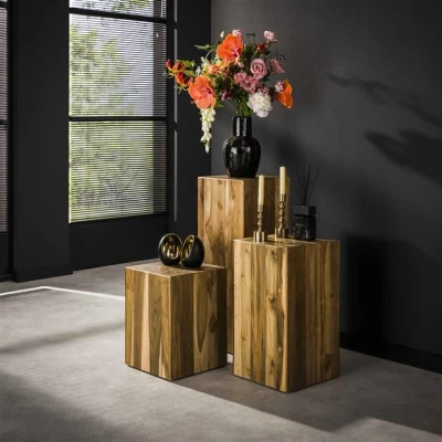 Afbeelding van Hoyz Collection Bloemenzuil Bole 85 Cm Massief Gerecycled Teakhout