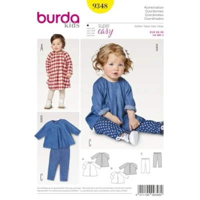 Afbeelding van Burda Naaipatroon 9348 Shirtje, legging en jurkje