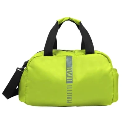 Afbeelding van PERLETTI Reistas, groen, rood, voor heren en dames, weekendtas, cabine, licht, robuust duurzaam, werk, school, verstelbare schouderriem, vliegtuig, Ryanair, Easyjet Air France, 40 x 20 25 cm,