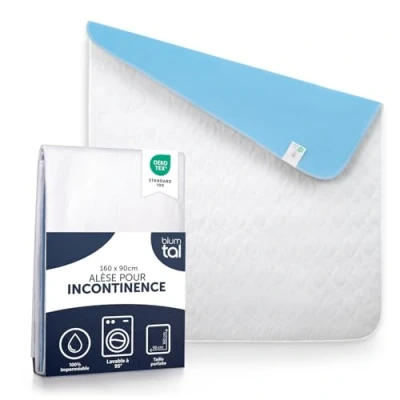 Afbeelding van Blumtal® alèse d&#039;incontinence lavable 160x90 cm De lit pour bébés certifiée OEKO TEX blanche imperméable (Lot 1)