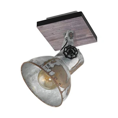 Afbeelding van EGLO Barnstaple wandlamp 1 lichts E27 bruin patina/zwart/oud zink look
