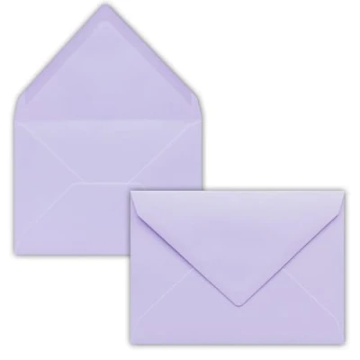 Afbeelding van 75 stuks B6 enveloppen, 17,5 x 12,5 cm, paars, natte sluiting met puntige klep, 120 g/m², voor bruiloft, wenskaarten, uitnodigingen