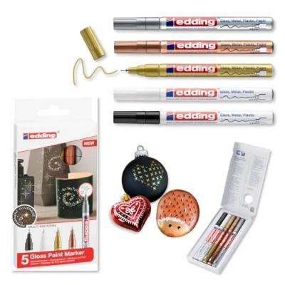 Afbeelding van edding 780/5 S glanslakmarker metallic assorti set ronde punt 0,8 mm van 5 stuks