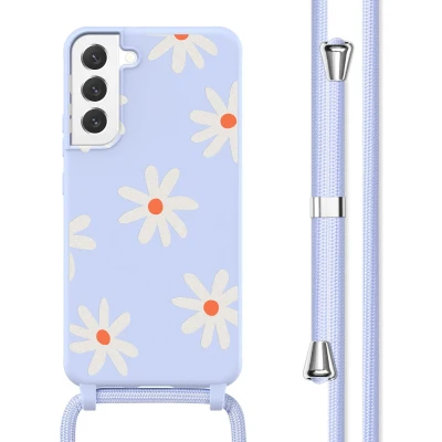 Afbeelding van imoshion hoesje Geschikt voor Samsung Galaxy S22 Plus met koord Siliconen design Meerkleurig / Lila Flower Distance