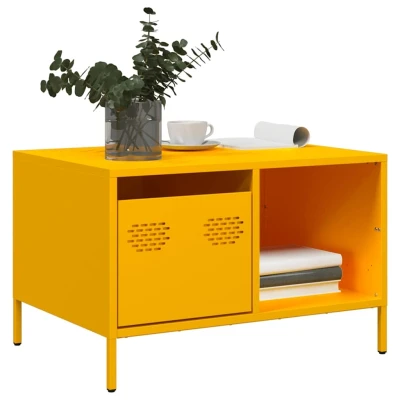 Afbeelding van Salontafel 68,5x50x43,5 cm koudgewalst staal mosterdgeel