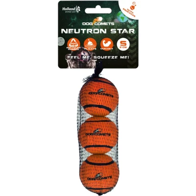Afbeelding van Dog Comets Neutron Star Hondenbal met pieper Ø 5 cm Hondenspeelgoed tennisbal Stuiterende Oranje 3 stuks