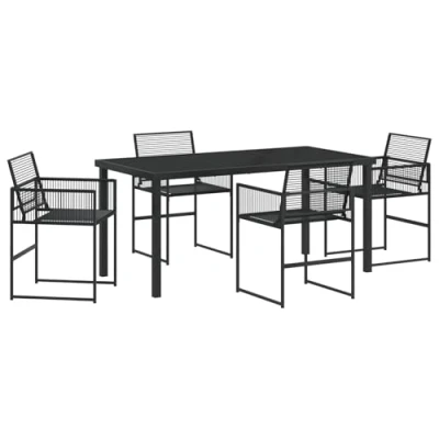 Afbeelding van vidaXL 5 delige tuin eettafelset zwarte poly rattan