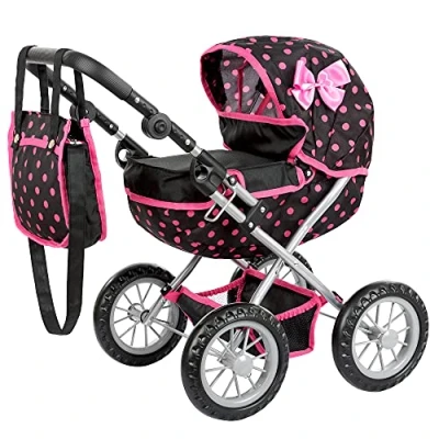 Afbeelding van Kinderplay KP0262G Poppenkinderwagen, speelgoedkinderwagen voor poppen, Gondola, handgreep hoogte tussen 33 en 63 cm, deze kinderwagen is gemakkelijker kinderen te duwen