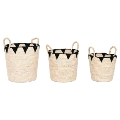 Afbeelding van Basket spelset Home ESPRIT Zwart Natuurlijk Natuurlijke Vezel Boho 37 x 43 cm (3 Onderdelen)