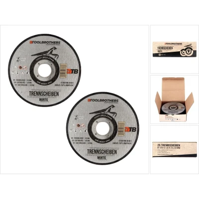 Afbeelding van Toolbrothers MANTIS doorslijpschijven set in professionele kwaliteit 2 verpakkingen van 50 stuks, 125 x 22,23 1 mm voor bewerking metaal, staal, roestvrij staal / INOX haakse slijpmachines