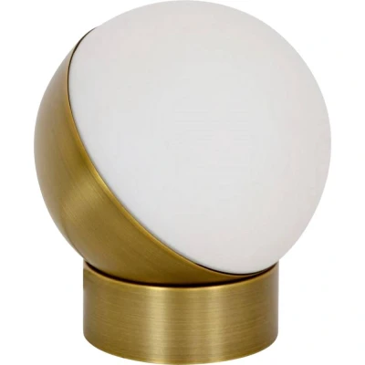 Afbeelding van Beacon tafellamp Mikoh, antiek messingkleurig metaal, glas