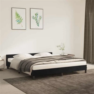 Afbeelding van Bedframe met hoofdeinde fluweel zwart 180x200 cm