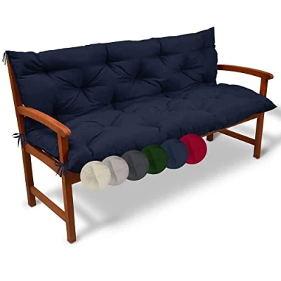 Afbeelding van Beautissu Tuinbank kussen Flair BR kussens voor tuinmeubelen 150 x 50 cm donker blauw zitkussen en rugkussen