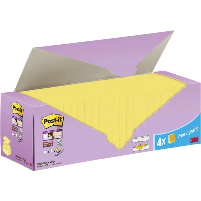 Afbeelding van Post it Super Sticky Z notes, 90 vel, ft 76 x mm, doos van 20 + 4 gratis, geel