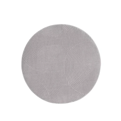 Afbeelding van Rond Zacht Vloerkleed Fuzz Waves Grijs 120 Cm