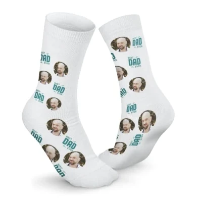 Afbeelding van Gepersonaliseerde sokken met foto Maat 43/45 Witte Full Colour Afbeelding Naar Keuze Lange Kousen Grappig Cadeau