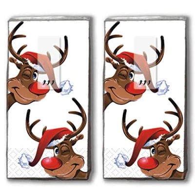 Afbeelding van 20 zakdoeken (2 x 10) Rudolph/renne/winter/Kerstmis