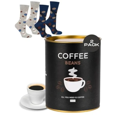 Afbeelding van soxo Caffe Damessokken, cadeau idee, heren, grappig, hoge sokken, katoen, 2 paar, maten, Koffiebonen paar