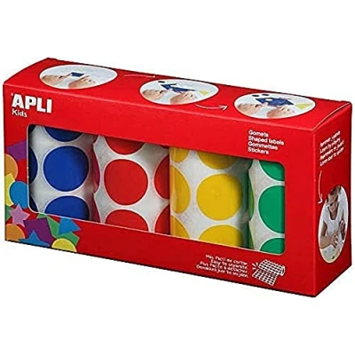 Afbeelding van Apli Kids Stickers Xl Cirkels, Diameter 33 Mm, Doos Met 4 Rollen In Kleuren Hobbystickers