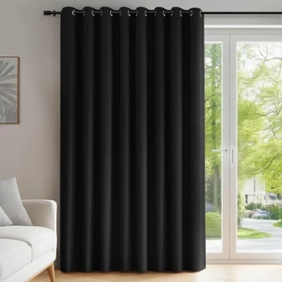 Afbeelding van Deconovo thermisch geïsoleerde verduisterende gordijnen, 254x214 CM (breedte x hoogte), modern ontwerp met oogjes, gordijnen voor de slaapkamer van jongens, Halloween Black, 1delig
