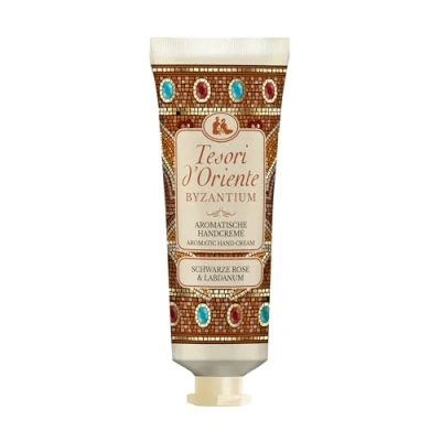 Afbeelding van TESORI D&#039;ORIENTE handcrème, 75 ml, delicate met zwarte roos en labdanum, wellnessritueel voor lichaam zintuigen